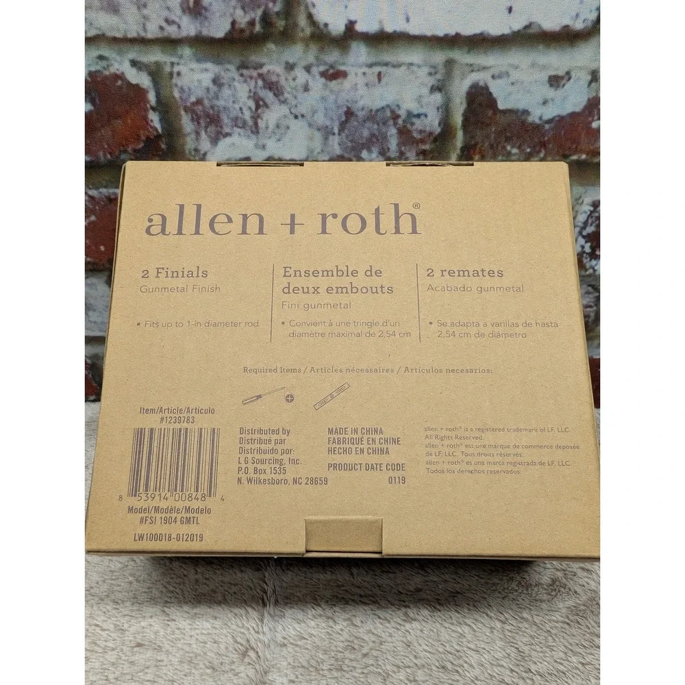 Pair Allen + Roth Gunmetal Curtain Rod Finials 1239783 FSI 1904 GMTL Lowes